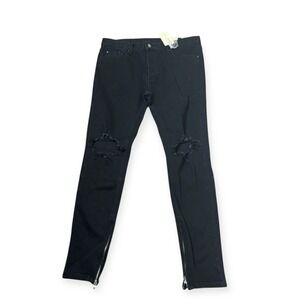 Mnml Distressed Jeans Mens‎ 38x33  Ankle Zip Tapered Stretch Denim VGUC
